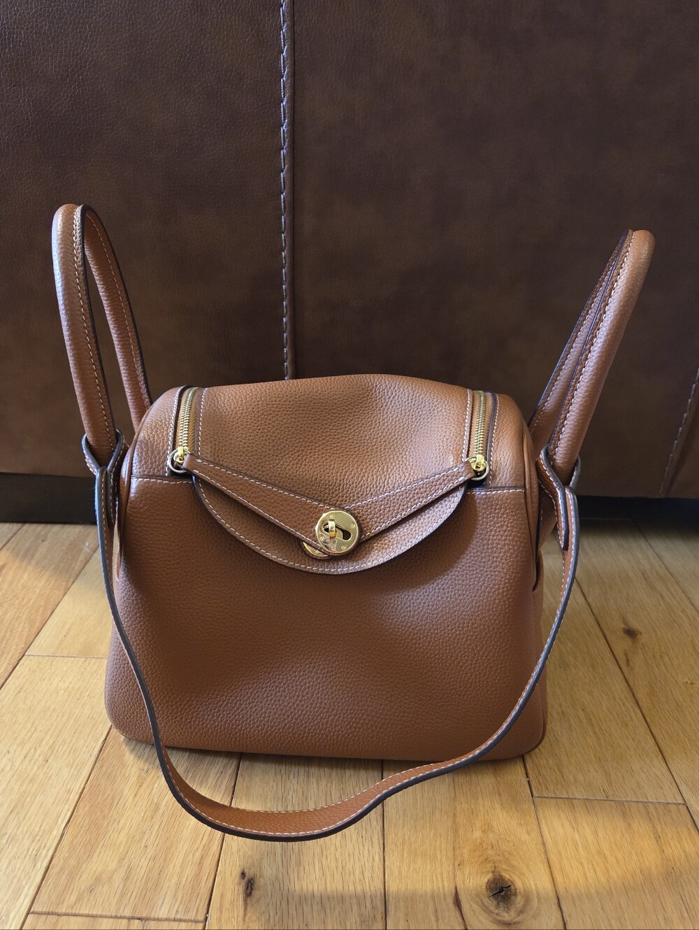 PopSewing Top Grain Leather Lindi Bag With Gold Hardwear